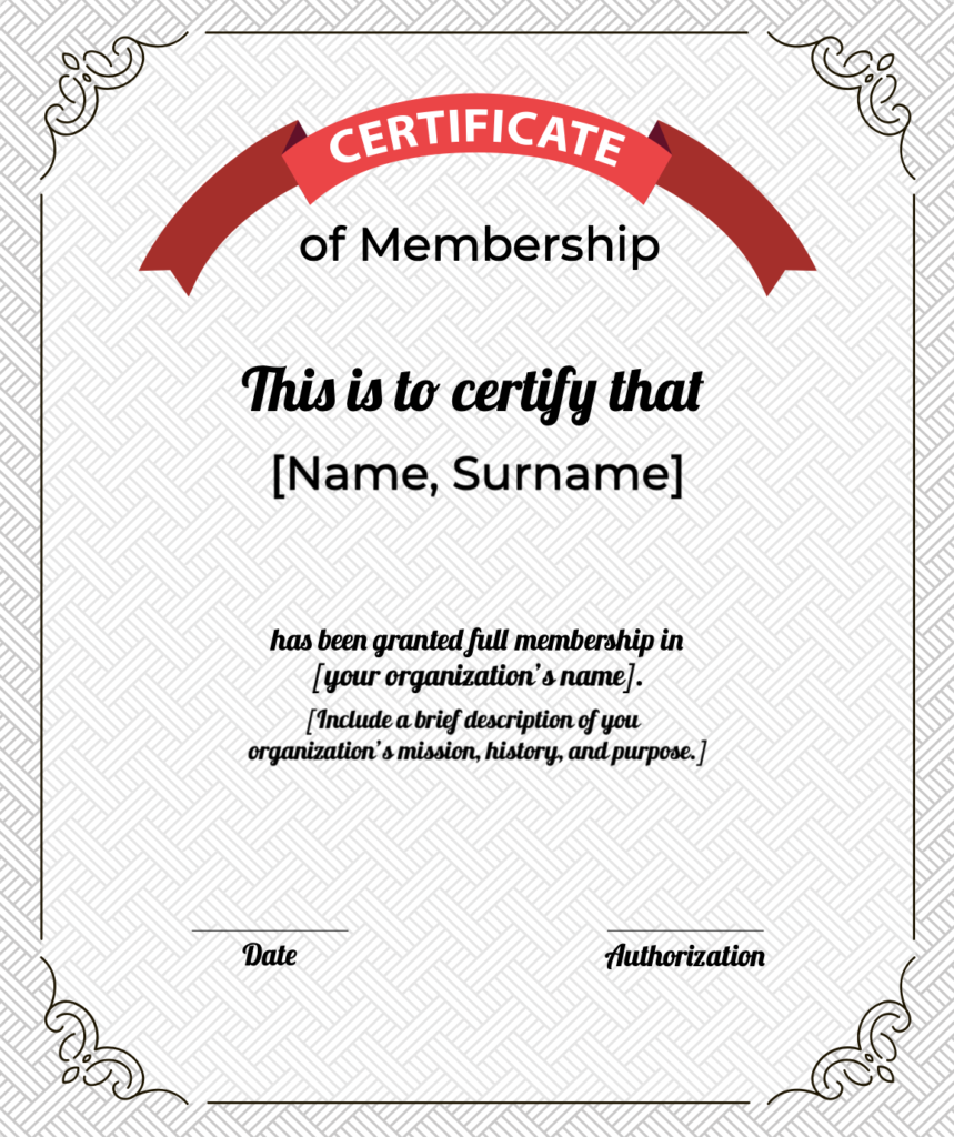 membership certificate templates