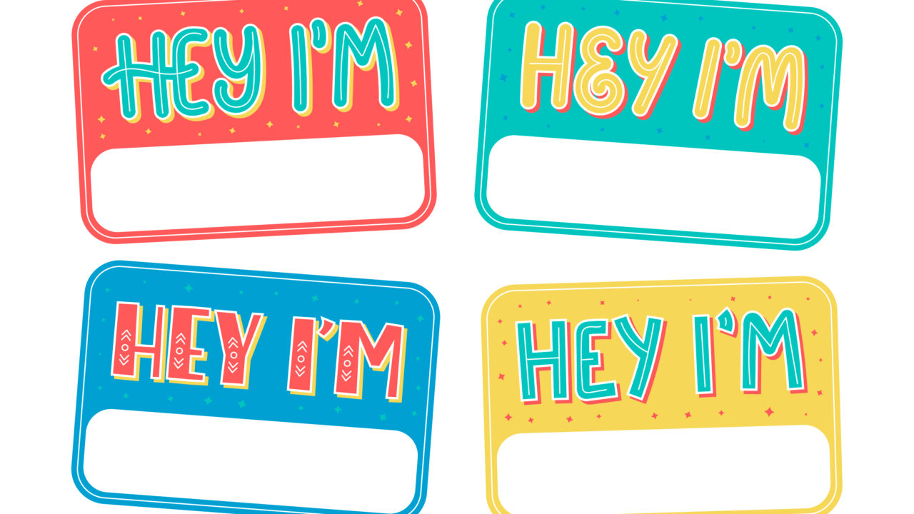 name cards for people to introduce themselves