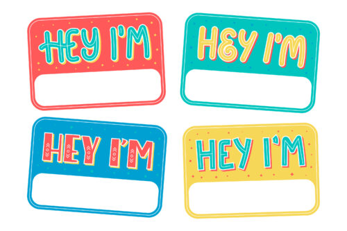 name cards for people to introduce themselves
