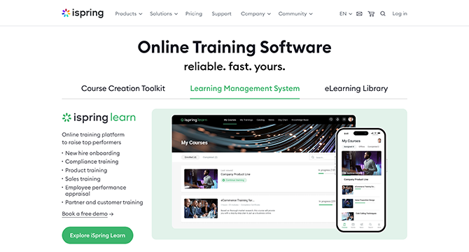 A learning management software solution like iSpring Learn LMS allows companies to support employees’ professional development.