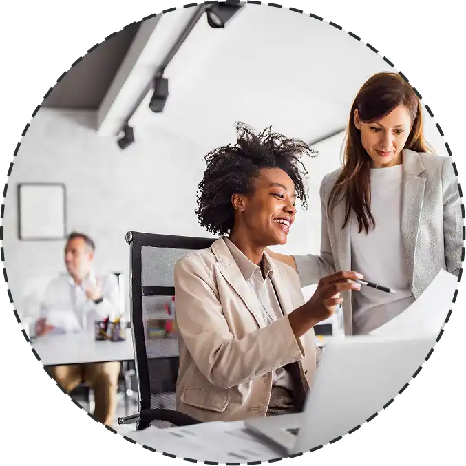 colleagues comparing notes