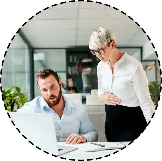 colleagues discuss risks