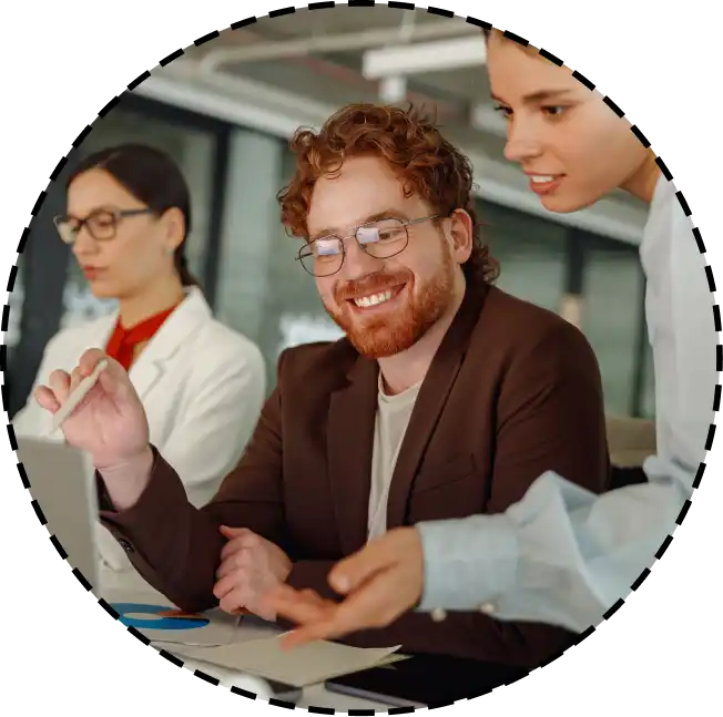 coworkers planning together