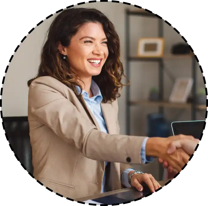 woman giving a handshake